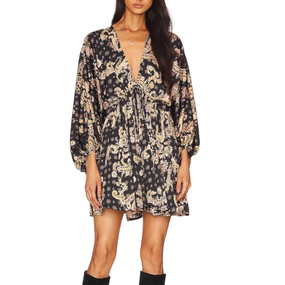 Free People Black Arzel Mini Dress